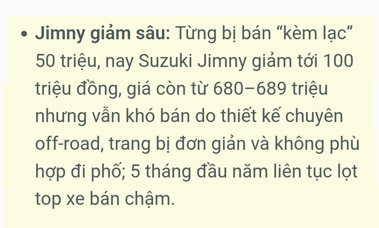 Thông tin xe ngày 14/6: Xe hạng B giảm sâu, Jimny vẫn ế, Lamborghini "nói không" với xe điện