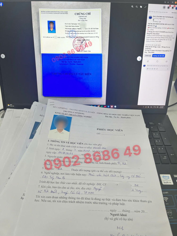 Đào tạo,Thi cấp CHỨNG CHỈ ĐẠI LÝ TÀU BIỂN làm việc trong ngành đại lý tàu biển, hàng hải
