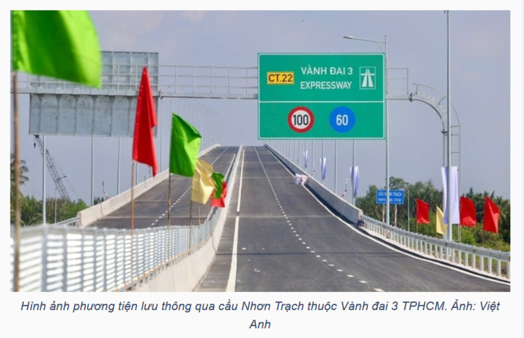 Thông xe cầu Nhơn Trạch, công trình lớn nhất tuyến Vành đai 3 TP.HCM