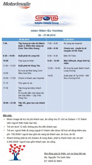 SOG - Hành Trình Yêu Thương tháng 09/2015 SOG - Hành Trình Yêu Thương tháng 09/2015