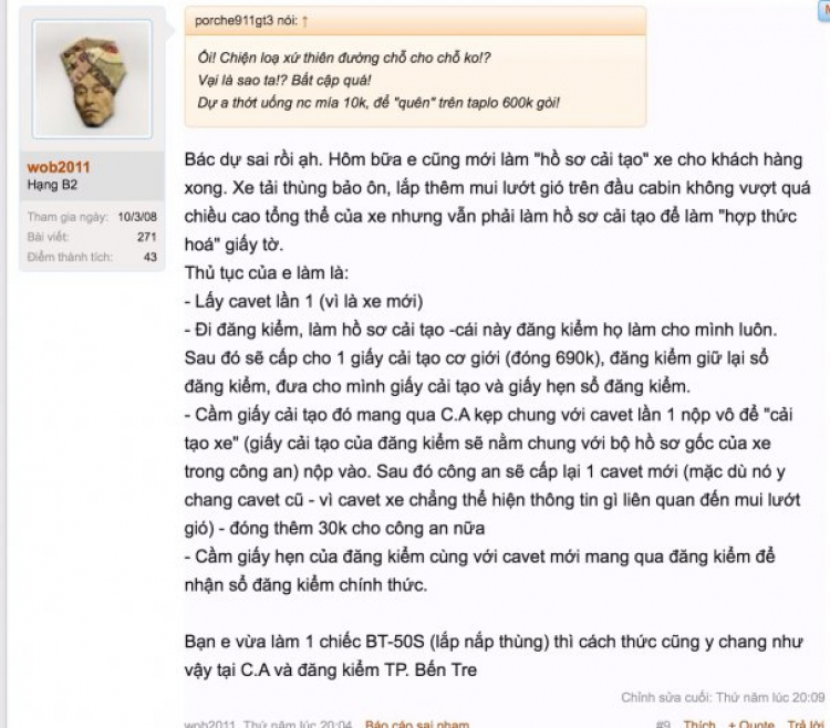 Chú ý : đăng kiểm nắp thùng xe pickup .