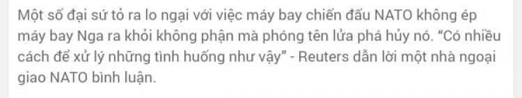 NÓNG: Thổ Nhĩ Kỳ bắn hạ máy bay Nga