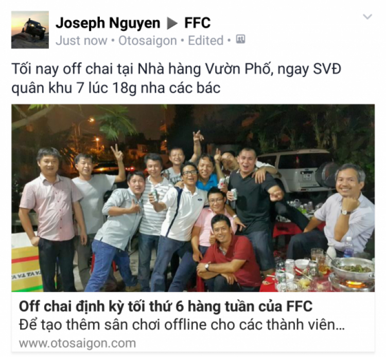 Off chai định kỳ tối thứ 6 hàng tuần của FFC