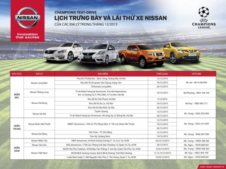 Cơ hội tham gia Nissan Champions Test-Drive tháng 12/2015
