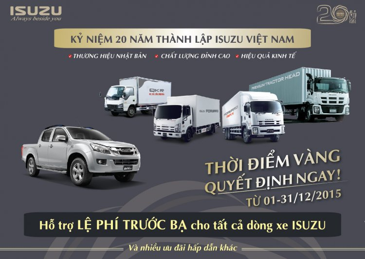 Isuzu ưu đãi lớn khi mua xe trong tháng 12/2015