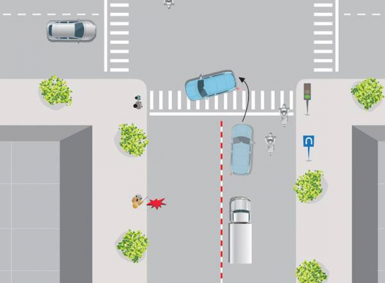 Không được quay đầu trên phần đường ưu tiên cho người đi bộ.