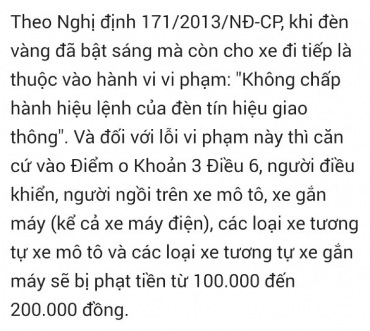 Hỏi về lỗi vượt đèn vàng Hỏi về lỗi vượt đèn vàng