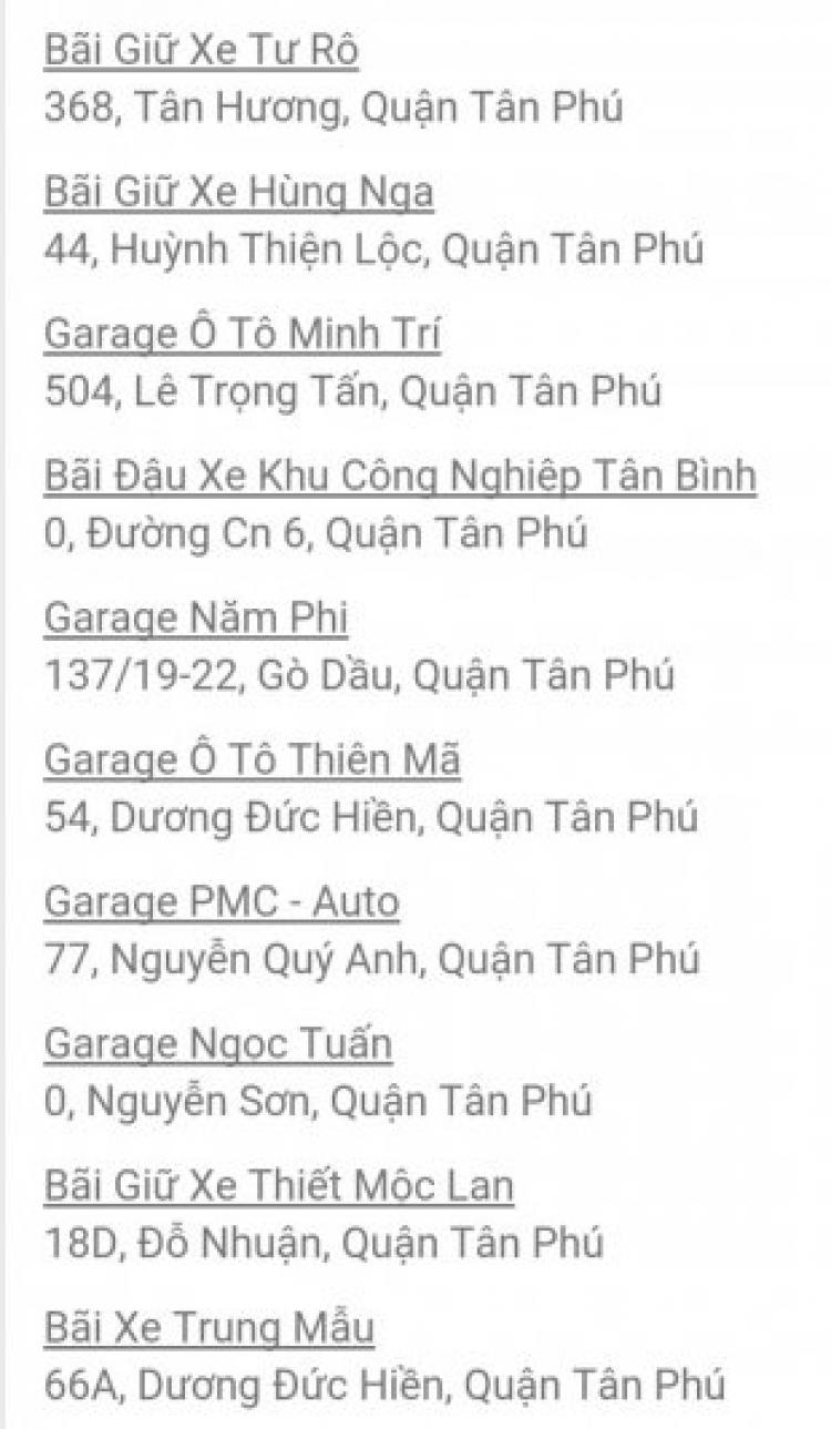 TV bãi gửi xe ở Tân Phú