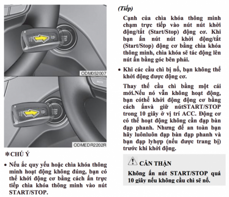 Tình huống smartkey hết pin