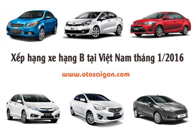 Xếp hạng doanh số xe hạng B tháng 1/2016