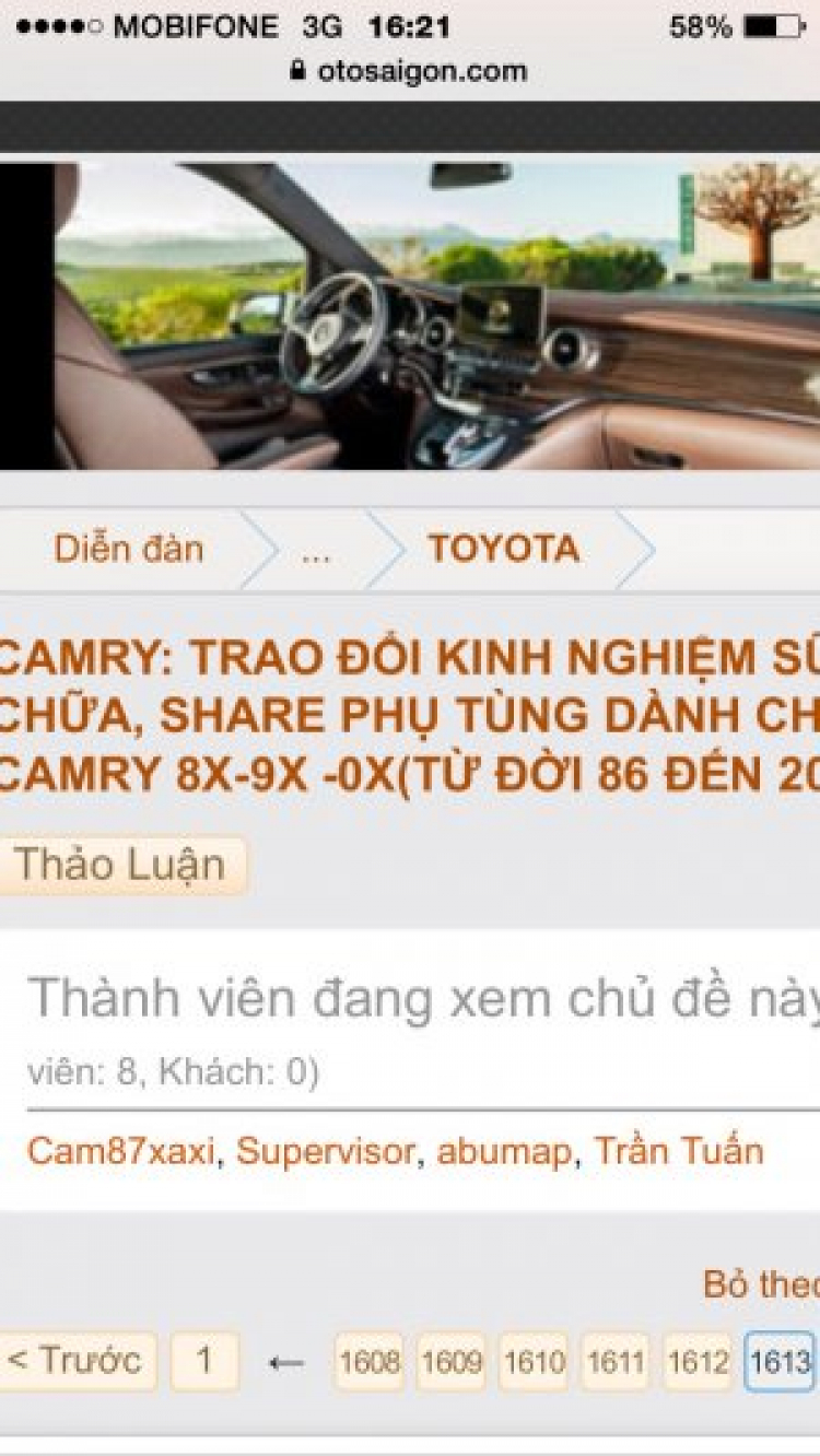 Camry: Trao đổi kinh nghiệm sửa chữa, phụ tùng Camry 8X 9X 0X (Đời 86 đến 2000) Camry: Trao đổi kinh nghiệm sửa chữa, phụ tùng Camry 8X 9X 0X (Đời 86 đến 2000)