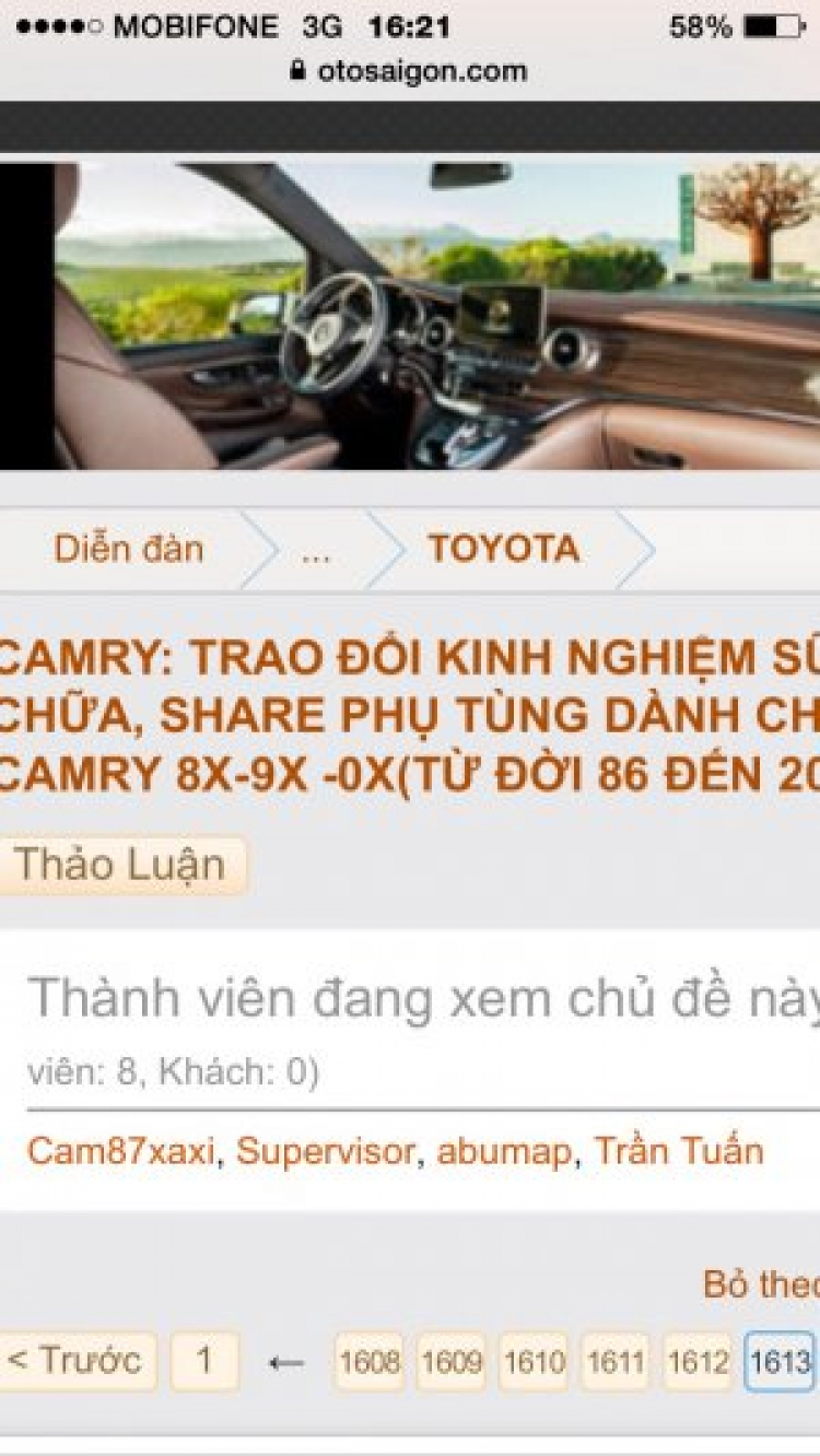 Camry: Trao đổi kinh nghiệm sửa chữa, phụ tùng Camry 8X 9X 0X (Đời 86 đến 2000)