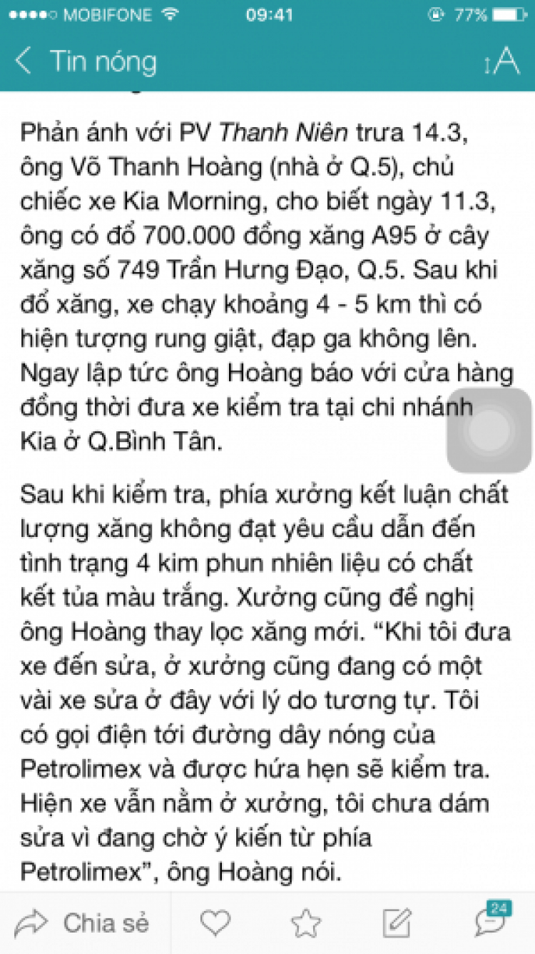 Cây xăng có vấn đề nữa nè mấy bác.