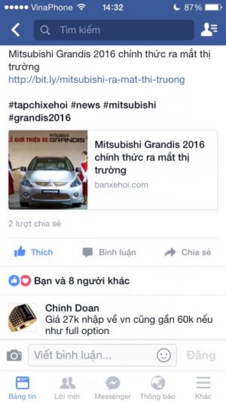 Ra mắt Mitsubishi Grandis 2016