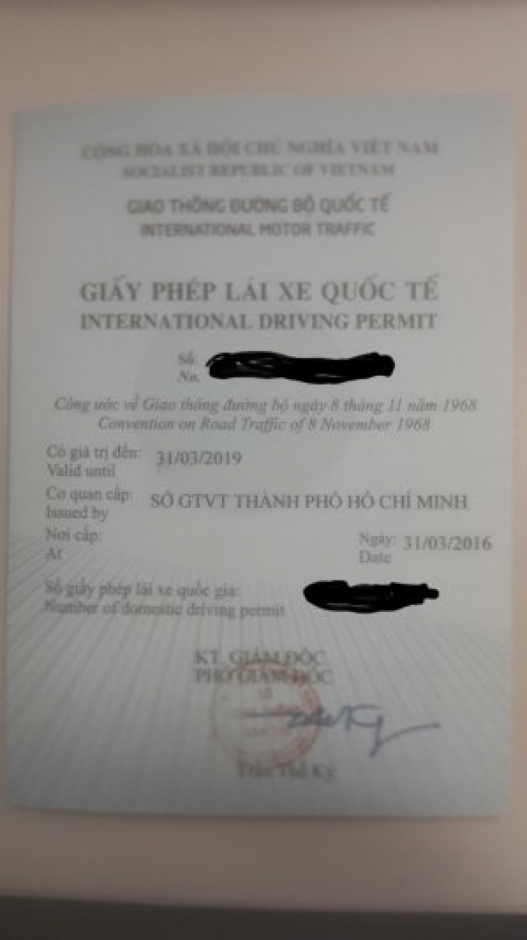 Bằng lái quốc tế em đã đổi xong