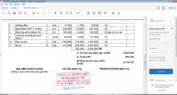 Bảo dưỡng 40K Km Toyota Altis  AT 2013