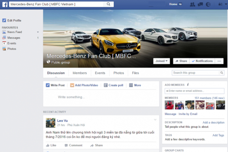 Thành lập nhóm Mercedes-Benz Fan Club trên Facebook