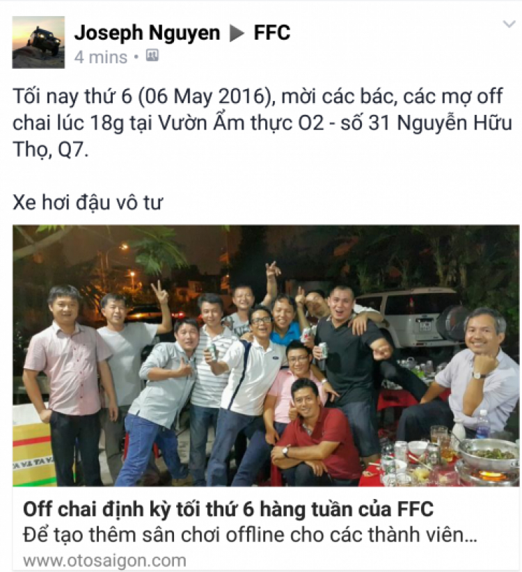 Off chai định kỳ tối thứ 6 hàng tuần của FFC