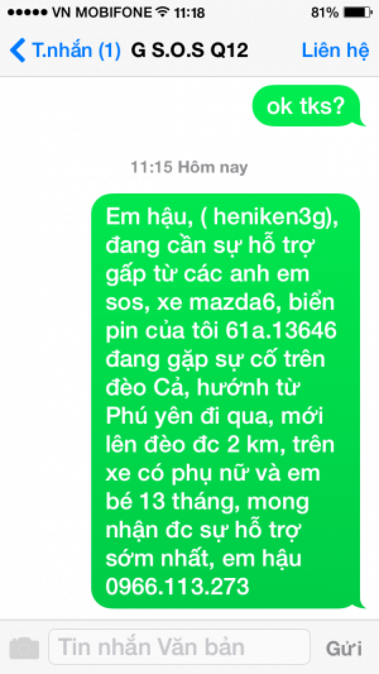 Kinh nghiệm phối hợp với S.O.S giải quyết sự cố trên đường thiên lý.