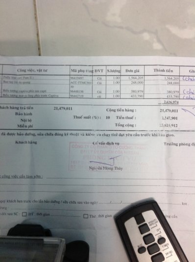 Chi phí bảo dưỡng xe Chevrolet Chi phí bảo dưỡng xe Chevrolet