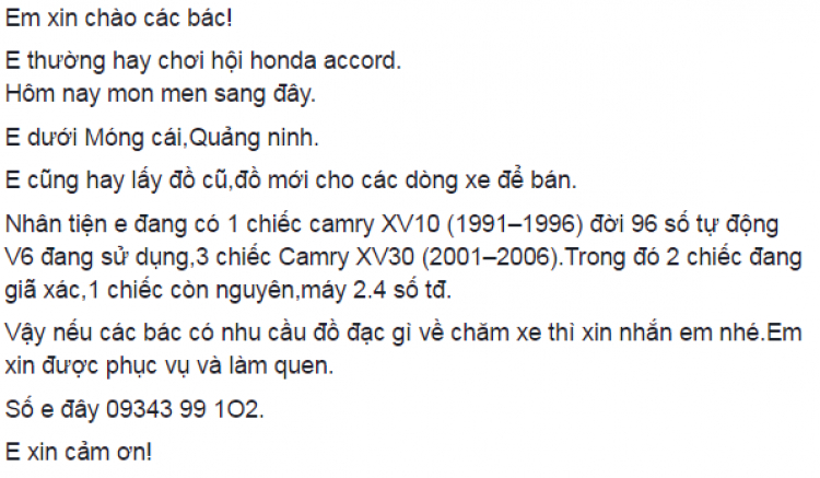 Camry: Trao đổi kinh nghiệm sửa chữa, phụ tùng Camry 8X 9X 0X (Đời 86 đến 2000) Camry: Trao đổi kinh nghiệm sửa chữa, phụ tùng Camry 8X 9X 0X (Đời 86 đến 2000)