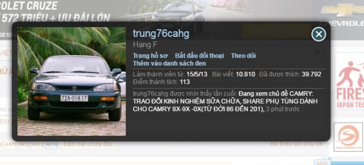Camry: Trao đổi kinh nghiệm sửa chữa, phụ tùng Camry 8X 9X 0X (Đời 86 đến 2000) Camry: Trao đổi kinh nghiệm sửa chữa, phụ tùng Camry 8X 9X 0X (Đời 86 đến 2000)