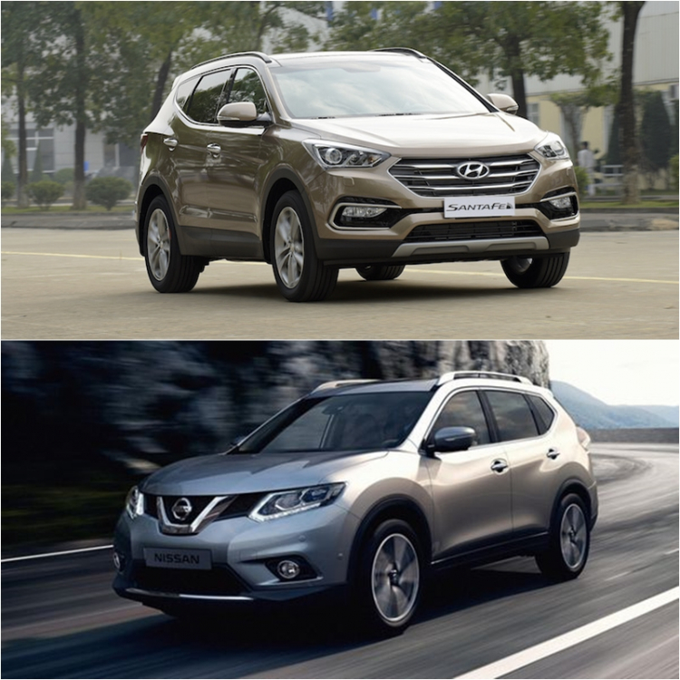 Lăn tăn Hyundai Santafe và Nissan X Trail 2016 Lăn tăn Hyundai Santafe và Nissan X Trail 2016