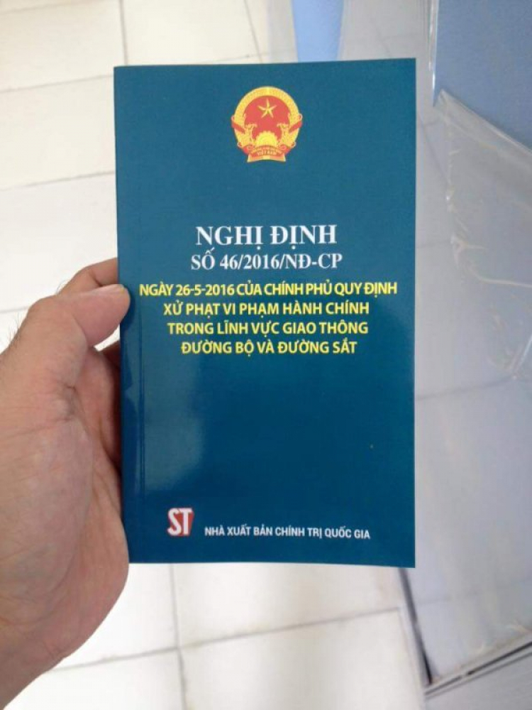 NĐ 46/2016 về QĐ XỬ PHẠT VI PHẠM HÀNH CHÍNH GTDB CÓ HIỆU LỰC TỪ 1/8