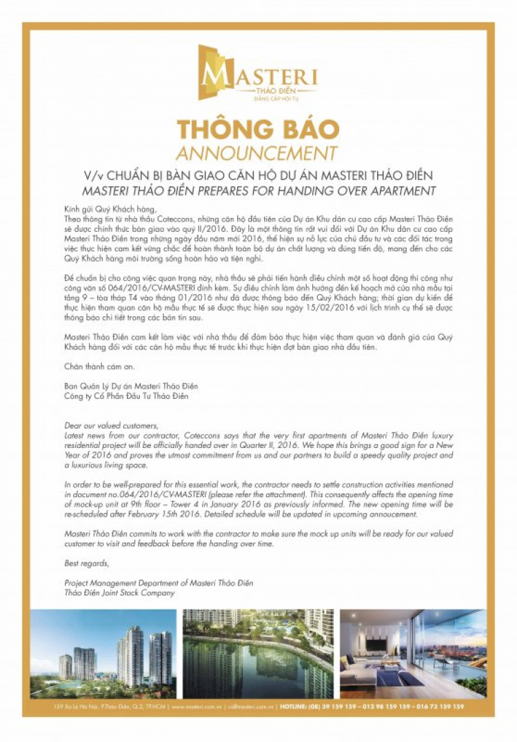 Masteri thần thánh sắp giao nhà Masteri thần thánh sắp giao nhà