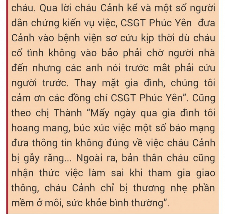 Công an TX Phúc Yên thông tin về vụ "CSGT vung gậy khiến người đi đường gẫy răng"