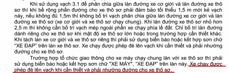 Vạch liên tục ngăn làn xe máy ô tô