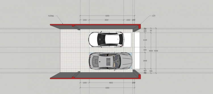 Chỗ để 2 oto cho nhà rộng 5 met.
