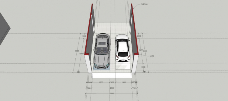 Chỗ để 2 oto cho nhà rộng 5 met.