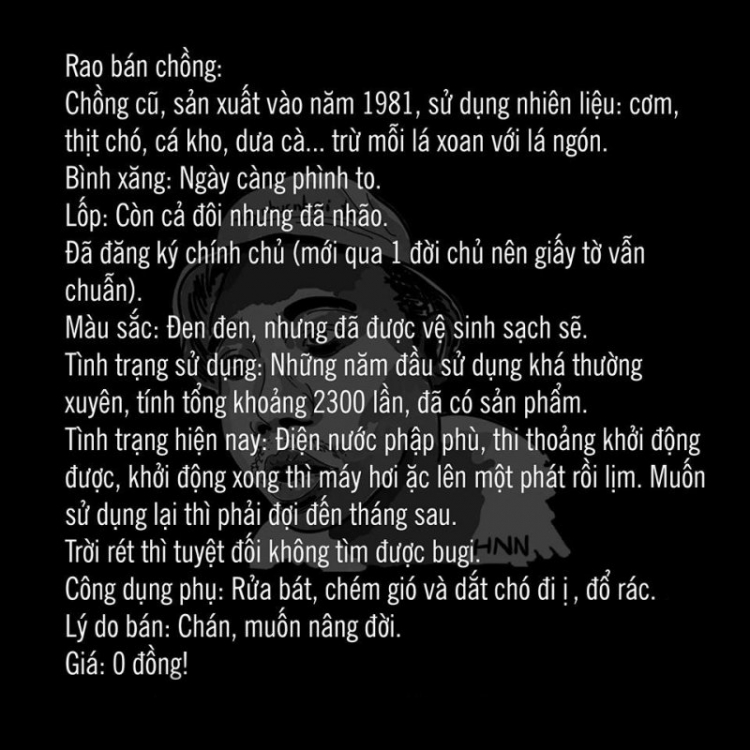 "Sử dụng nhiên liệu cơm...Trời rét thì mất bugi" :)!