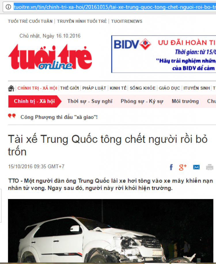 Tài TQ lấn trái, đâm chết người rồi...bỏ trốn!
