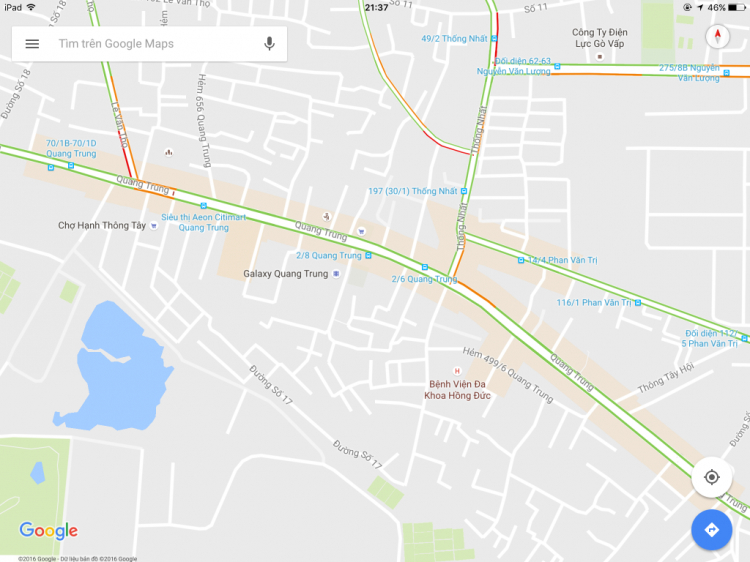 Chức năng xem tình trạng kẹt xe trên Google Maps đã có ở Việt Nam