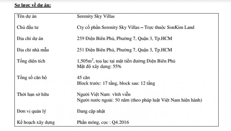 Serenity Sky Villas - Biệt Thự Trên Không