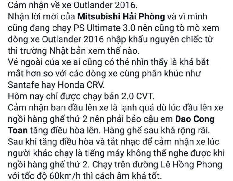 Mitsubishi Outlander - Chia sẻ trải nghiệm, kinh nghiệm sử dụng và nâng cấp