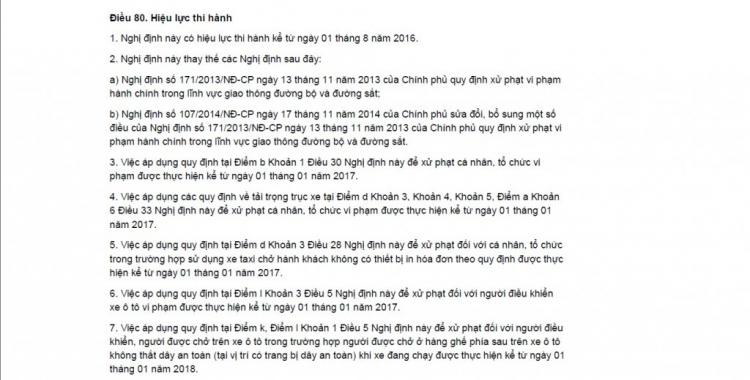 46/2016/NĐ-CP Thay thế 171/2013, hiệu lực 01/-8/2016