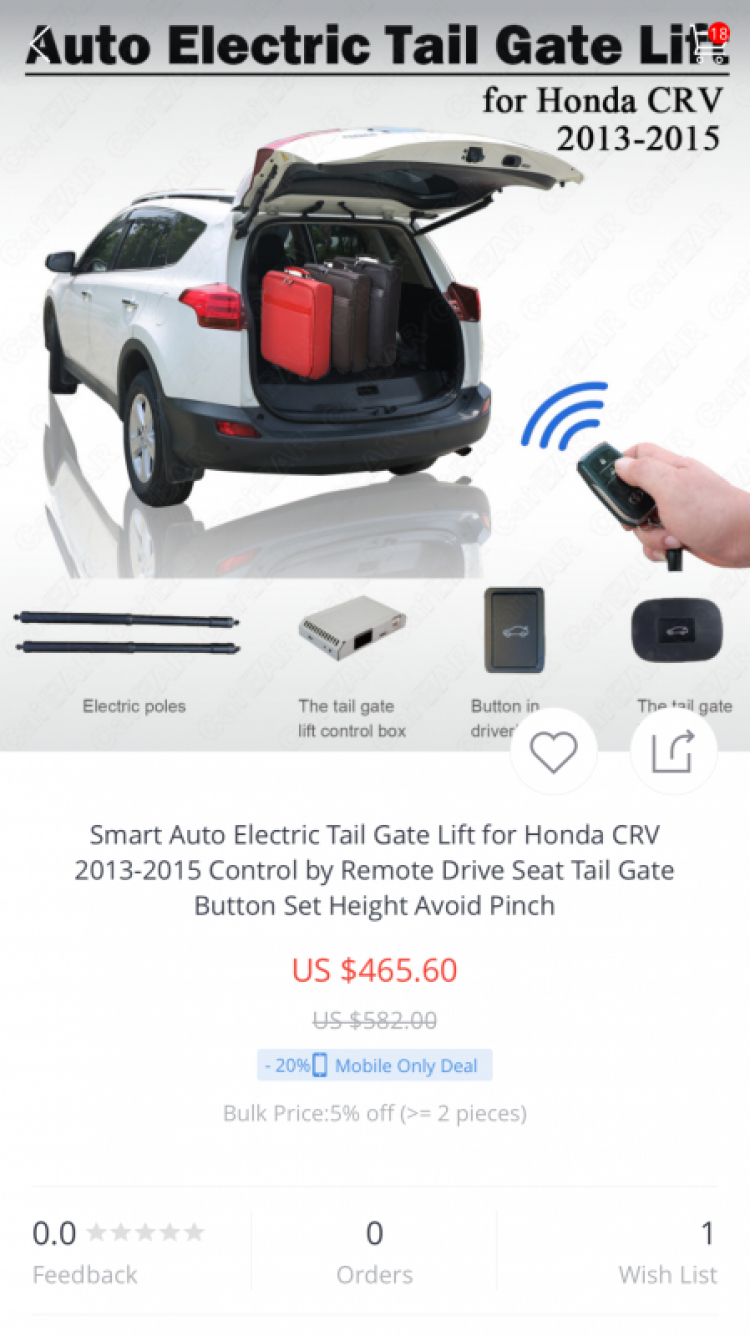 Cửa sau mở tự động cho CRV 2.0 2015