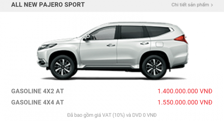 Mitsubishi Pajero Sport hoàn toàn mới có giá từ 1,4 tỷ đồng tại Việt Nam