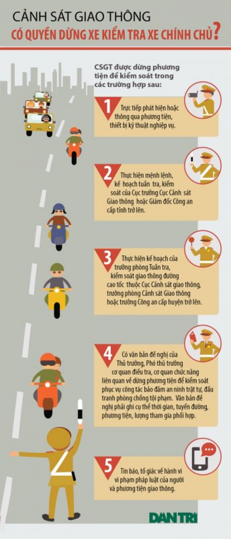 Cảnh sát giao thông được phép dừng xe khi nào?
