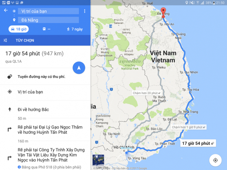 Em hỏi đường SG-Đà Nẵng, 29AL xuất phát