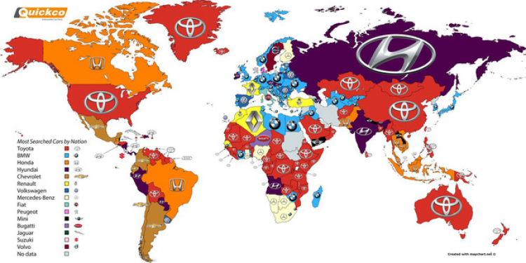 Toyota là hãng xe được tìm kiếm Google nhiều nhất thế giới