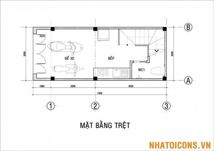 Xin hỏi giá Trọn gói xây nhà nhỏ (3x7.5m2)