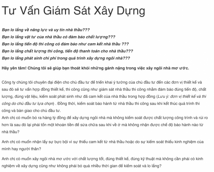 Dịch vụ cung cấp Giám sát thi công?