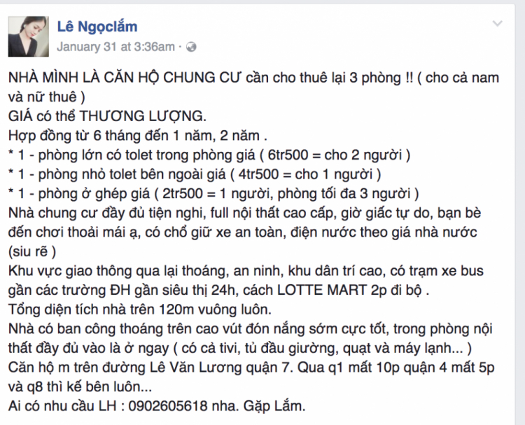 Giá cho thuê căn hộ Sunrise - South tầm bao nhiêu?