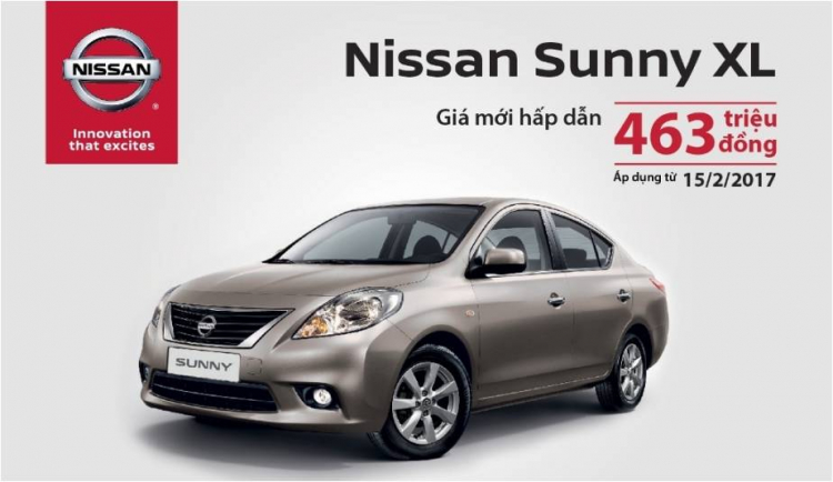 [QC] Nissan Sunny giảm giá mạnh còn 463 triệu đồng từ 15/02/2017