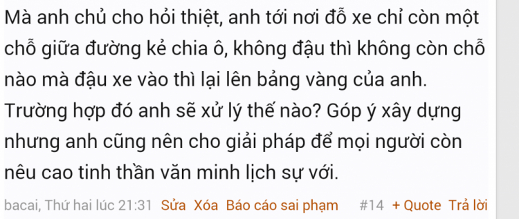 "Bảng vàng" những thành viên OS đậu xe vô ý thức. "Bảng vàng" những thành viên OS đậu xe vô ý thức.