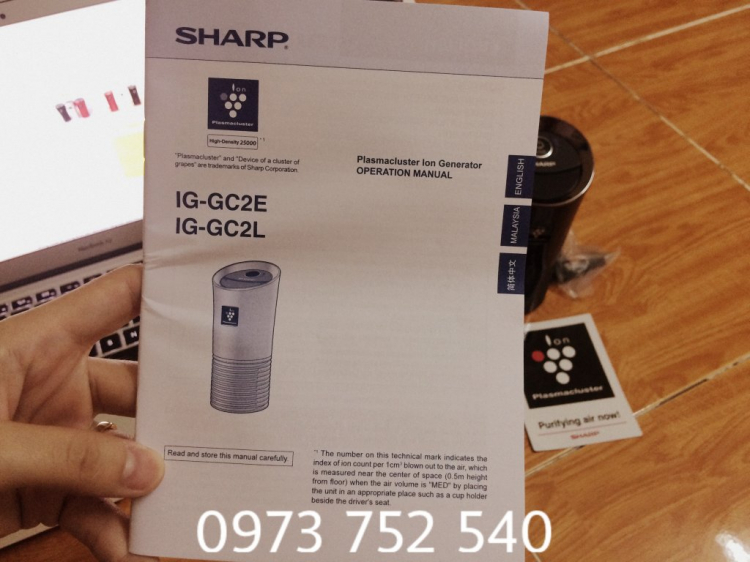 Máy lọc không khí trên xe hơi Sharp IG-GC2E (Hàng chính hãng, bảo hành 12 tháng toàn quốc)